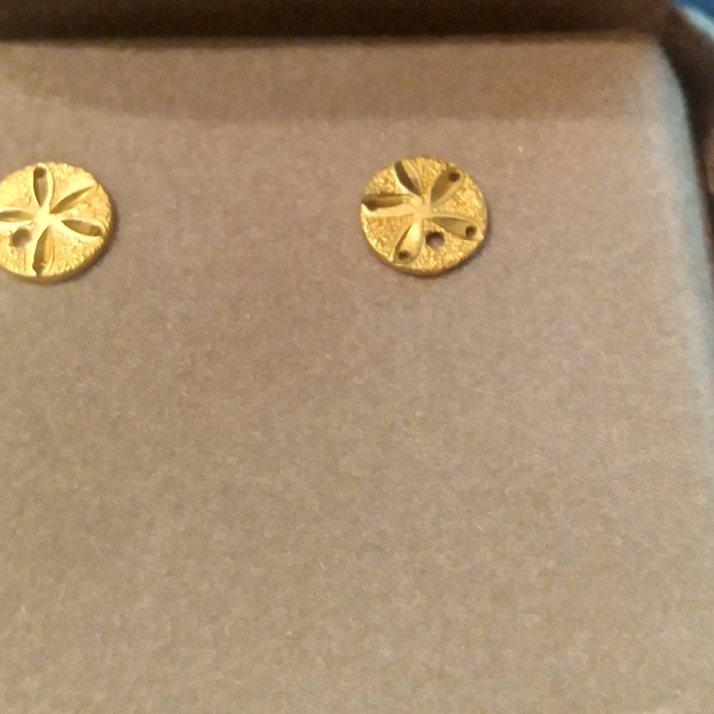 Gold Sand Dollar Earrings